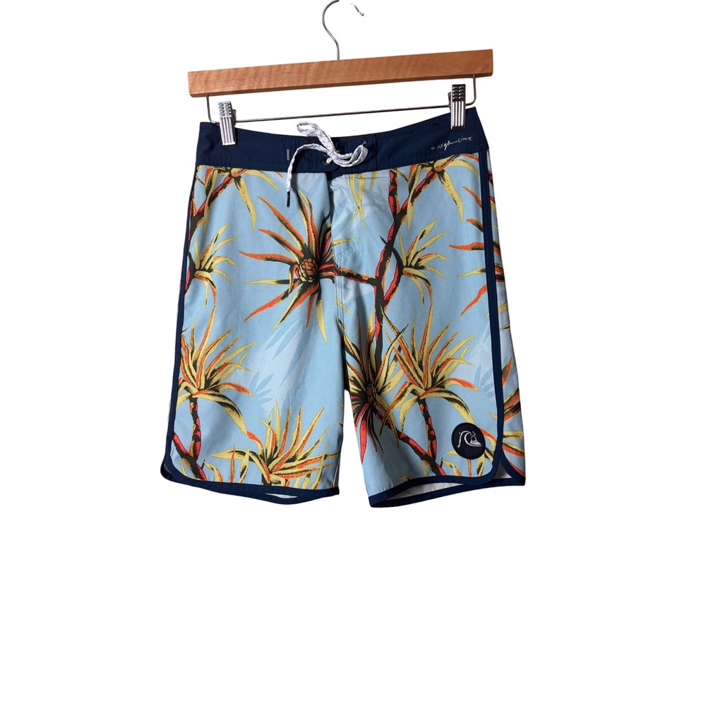 Quiksilver Womens Board Shorts 27 Blue Floral Highline 4-Way Stretch Tropical